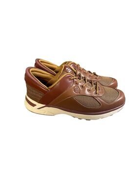Zeba Men’s Hands-Free Brown Leather Walking Sneakers Featuring Collapsible Heel